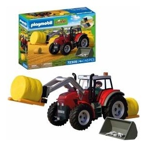 PLAYMOBIL | Country | Large Tractor with Hay Bales | Powerful Tractor with Front Loader, Round Bales & Tool Set | For Children Aged 4 and Up | 72305