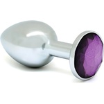 Rimba XS - метален анален плъг със лилав камък (сребрист) - desirel