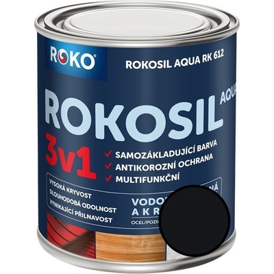 Barva samozákladující Rokosil Aqua 3v1 RK 612 0,6L 1999 černá