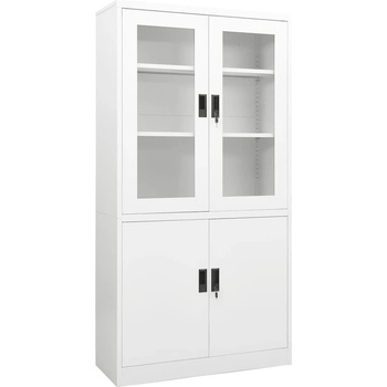 Офис шкаф, бял, 90x40x180 см, стомана