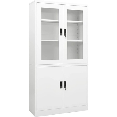 Офис шкаф, бял, 90x40x180 см, стомана