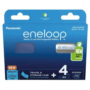 Panasonic Акумулаторни батерии PANASONIC ENELOOP AA 2000 mAh 4 szt + калъф (BK-3MCDE/4CP+CASE) (BK-3MCDE/4CP+CASE)