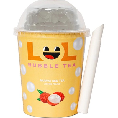 LOL Bubble Tea červený čaj s příchutí papáji s liči kuličkami 275 ml