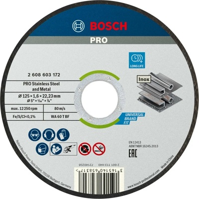 Bosch Rezací kotúč PRO Stainless Steel and Metal 125 x 1,6 x 22,23 mm