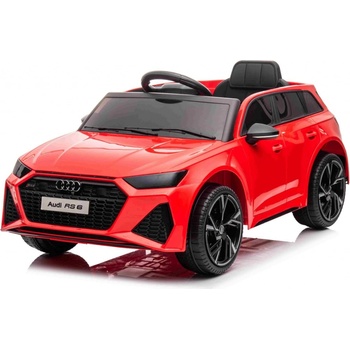 Beneo Elektrické autíčko Audi RS6 12V koženkové sedadlo 2,4 GHz diaľkové ovládanie USB Vstup LED svetlá 12V batéria mäkké EVA kolesá 2 X MOTOR červené ORIGINÁL licencia