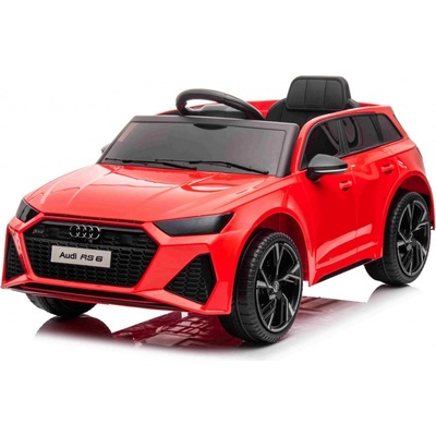 Beneo Elektrické autíčko Audi RS6 12V koženkové sedadlo 2,4 GHz diaľkové ovládanie USB Vstup LED svetlá 12V batéria mäkké EVA kolesá 2 X MOTOR červené ORIGINÁL licencia