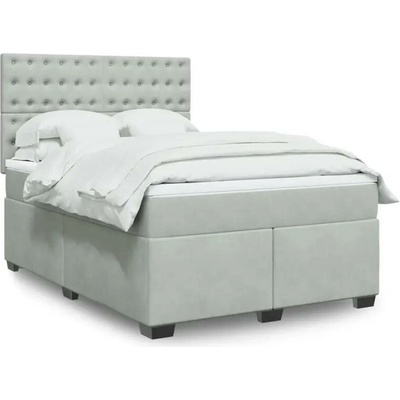 vidaXL 11461.3293266 Boxspring postel s matrací světle šedá samet