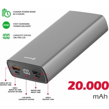 Swissten Aluminum 20000 mAh 20W Power Delivery šedá