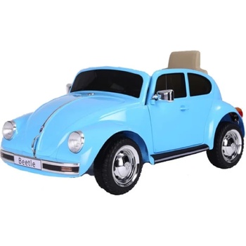 ROLLZONE Детска акумулаторна кола Volkswagen Beetle Classic 12V с EVA гуми и кожена седалка (JE1818-blue)