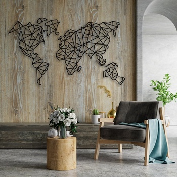 Image 1 of Decono Метална Декорация Геометрична Карта на Света