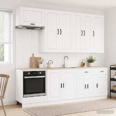 vidaXL Кухненски единица PORTO 8 pcs Бял гланц Инженерна дървесина (3438167)