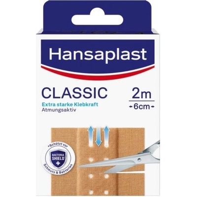 HANSAPLAST Classic textilní náplast s polštářkem 2 m x 6 cm