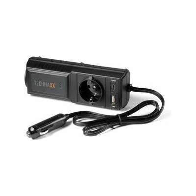 Technaxx TE21 200W vstup 12V DC 2xUSB 1x230V zásuvka čierna 4855-TX