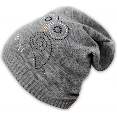 Baby Nellys Jarné / jesenné čiapky Malá sova sivý melírek