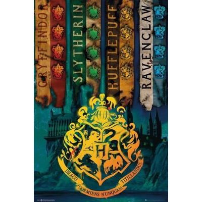 Plagát, Obraz - Harry Potter - House Flags, 61 × 91.5 cm