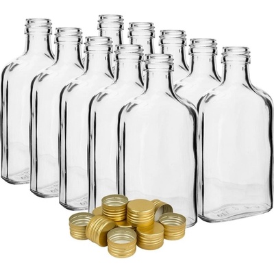 Fľaša sklo PLACKA FLASK číra s plechovým viečkom 200 ml
