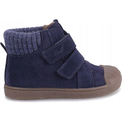 Emel kožené dětské boty na suchý zip s membránou toronto tmavě modré