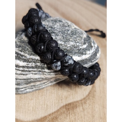 Черна гривна за мъж с камъни (МСГ6)