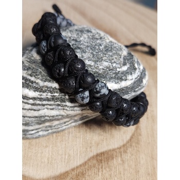 Image 1 of Черна гривна за мъж с камъни (МСГ6)