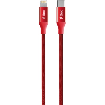 Ttec Кабел ttec, AlumiCable, Type-c - Lightning, Fast Charging Cable, 150cm, Червен