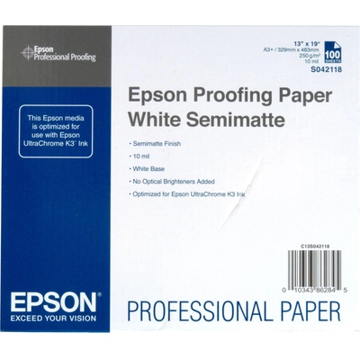 Epson Proofing Paper White Semiмат S042118 C13S042118, 250 г/м2, A3+, 100 бр. , полугланц, бял, фотографска хартия (C13S042118)