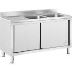 Royal Catering Кухненска мивка за търговски цели - 2 мивки - Royal Catering - неръждаема стомана - 140 x 70 см RC-IKS01 (RC-IKS01)