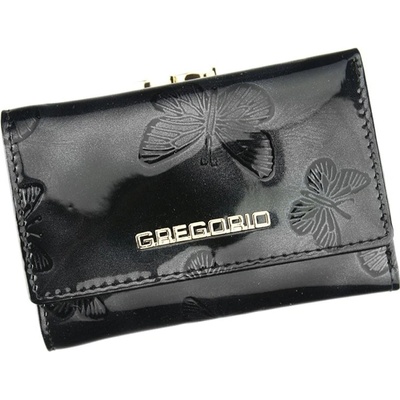 Gregorio menšia dámska kožená peňaženka s motýľmi RFID v darčekovej krabičke čierna
