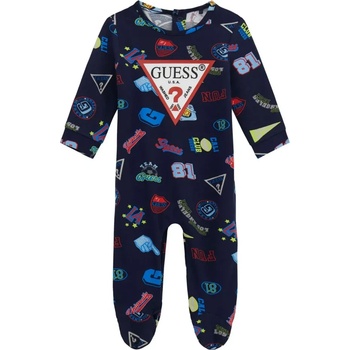 Guess Ромпър в тъмно син цвят за момче с много цветни детайли Guess