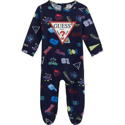 Guess Ромпър в тъмно син цвят за момче с много цветни детайли Guess