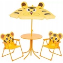 Strend Pro Leq Melisenda Tiger detský záhradný set 2 stoličky so slnečníkom žltý