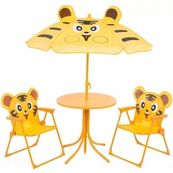 Strend Pro Leq Melisenda Tiger detský záhradný set 2 stoličky so slnečníkom žltý