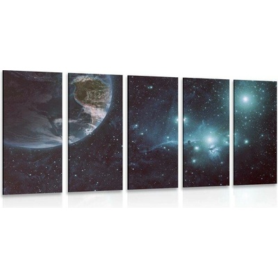 5-dílný obraz planeta ve vesmíru - 100x50