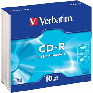 Verbatim DataLife CD-R 80 52x тънък калъф 10db/бр (10 етикета) 43415 (43415)