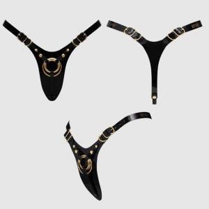 Strap On Me Leatherette harness fabulous - one size - black glossy
