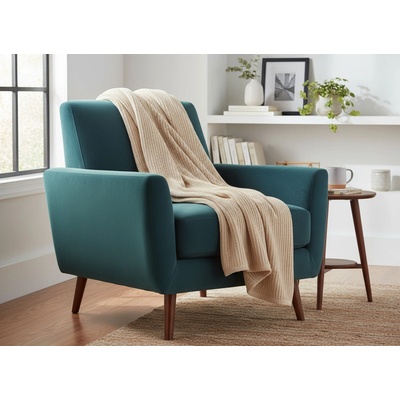 Mybesthome přehoz na křeslo bavlna s akrylem AMBRA béžová 70 x 160 cm – Zboží Dáma