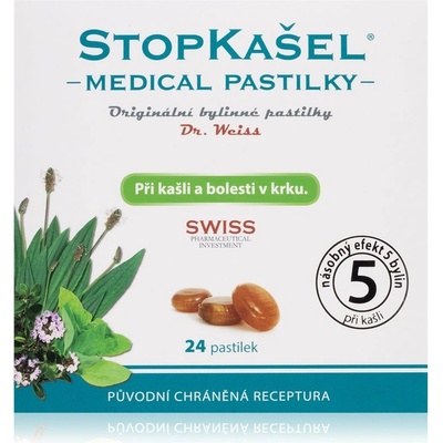 Dr.Weiss STOPKAŠEL Medical pastilky pastilky při bolestech v krku 24 ks