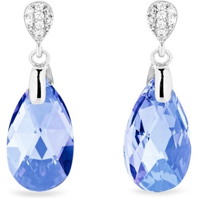 Spark stříbrné náušnice s krystaly Swarovski Elements modrá kapka Dainty Drop KW610616LS Light Sapphire
