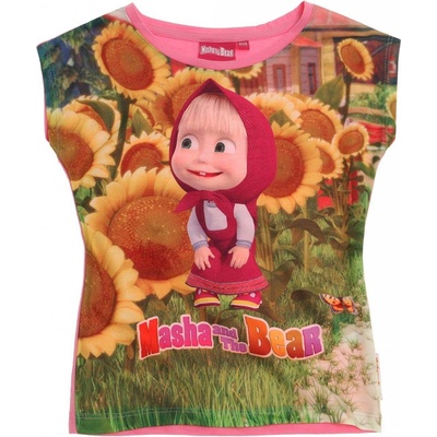 Máša a medveď tričko tm.ružová