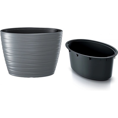 Prosperplast Květináč oválný s vkladem MAZE šedý kámen 58,5 cm