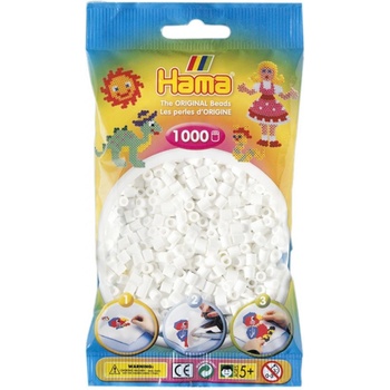 Hama H207-01 Zažehlovací korálky Midi bílé v sáčku 1000 ks