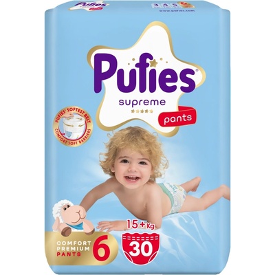 pufies Пелени гащи Pufies Supreme - Размер 6 Extra Large, 30 броя, 15+ kg, Value Pack (54000273)
