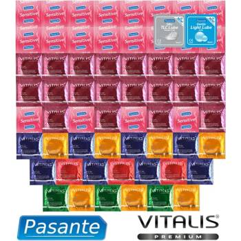 Pasante Promo Package Extra Thin Condoms - 61 Pasante Condoms and Vitalis Premium + Lubricating Gels As a Gift