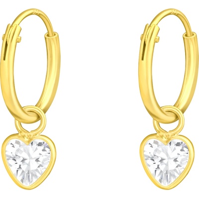 Flor de Cristal Pozlacené kruhové náušnice se srdíčky KA__42082