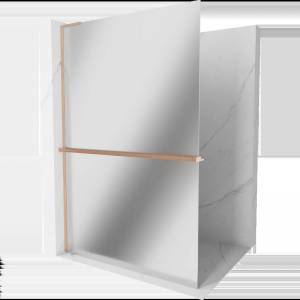 Mexen Kioto+ L душ преграда с полица Walk-in 100 x 200 см, огледало, четкана мед - 800-100-123-65-50 (800-100-123-65-50)
