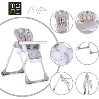 Moni Детски стол за хранене Muffin сив (108685)