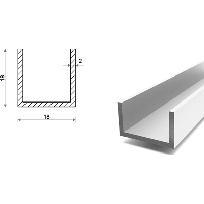 Hliníkový U profil 18x18x18x2