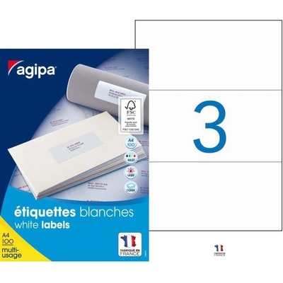 Agipa etikety univerzální 210x99mm, A4, 100 archů