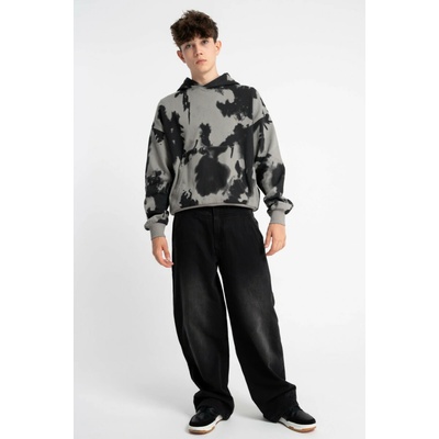 Reporter Young Chlapecké černé džíny s volným střihem BAGGY a moderním ozdobným přívěskem ČERNÁ – Zboží Dáma