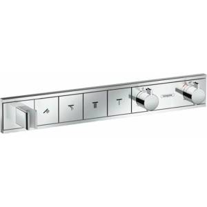 Hansgrohe Вграден термостатичен смесител за вана и душ Hansgrohe RainSelect, гланциран хром, 4 функции с портиер (15357000)