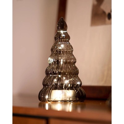 SIRIUS LED svetelný stromček, sklenený, hnedý, 23,5 cm
